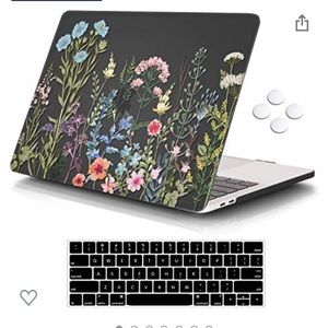 Black floral macbook pro 13 inch case plastic hard shell cover